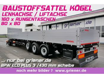 Бортовой полуприцеп Kögel SN24 /BAUSTOFFSATTEL 800 BW /RUNGEN LENKACHSE