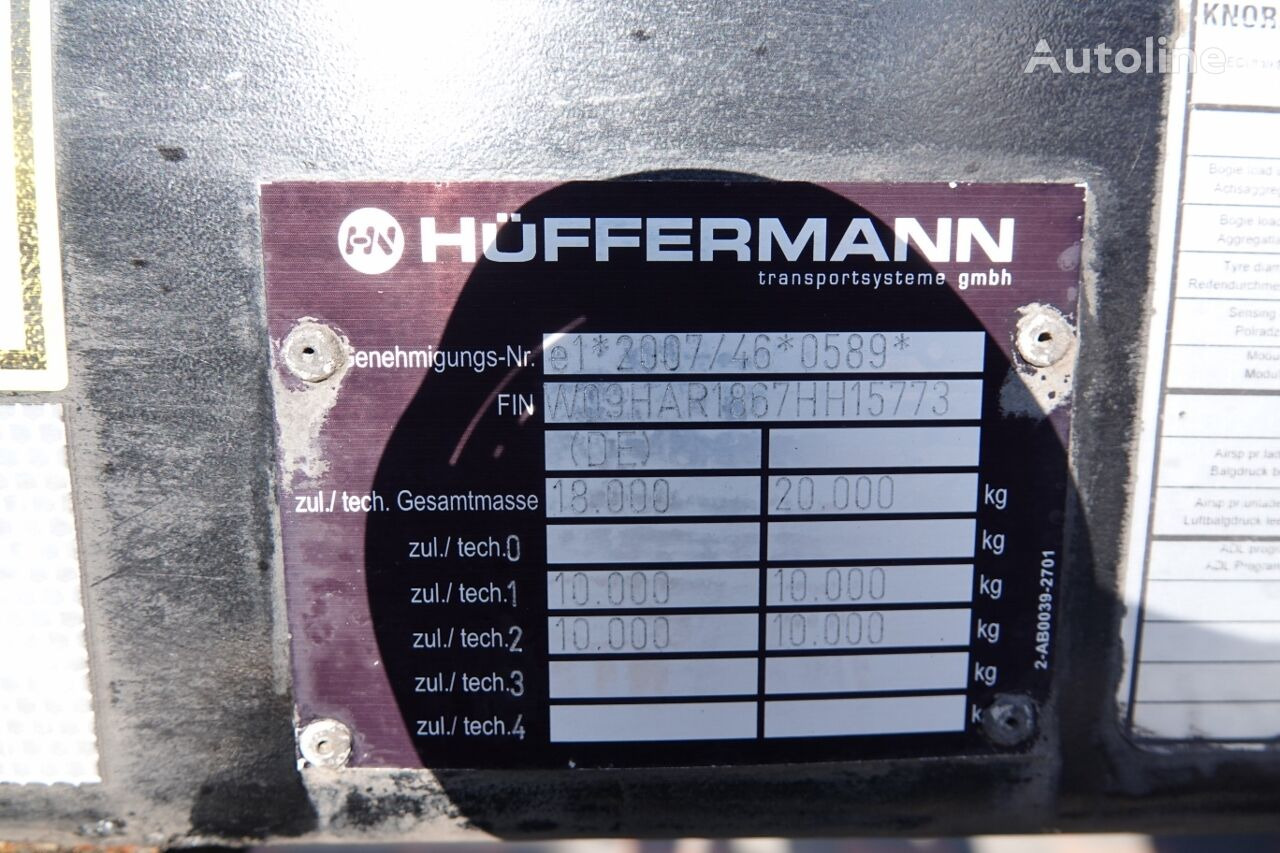 Прицеп-контейнеровоз/ Сменный кузов Hüffermann HAR 18.67 / SWAP CHASISS / FOR CONTAINERS / 2018 /: фото 21
