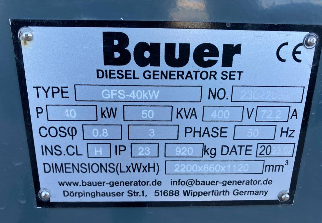 Электрогенератор Bauer GFS-40KW ATS 50KVA Diesel Generator 400/230V NEW: фото 10