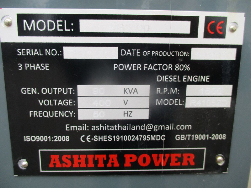 Новый Электрогенератор Diversen Ashita AG3-90 , New Diesel generator , 90 KVA, 3 Phase: фото 14
