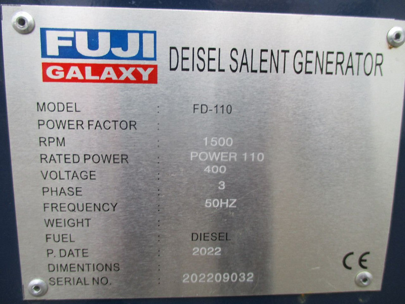 Новый Электрогенератор Diversen Fuji Galaxy FD-110 , New Diesel generator , 110 KVA , 3 Phase , 5 pieces in stock: фото 13
