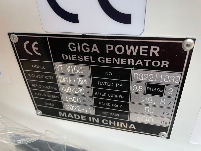 Giga power YT-W16GF 20KVA silent set лизинг Giga power YT-W16GF 20KVA silent set: фото 16