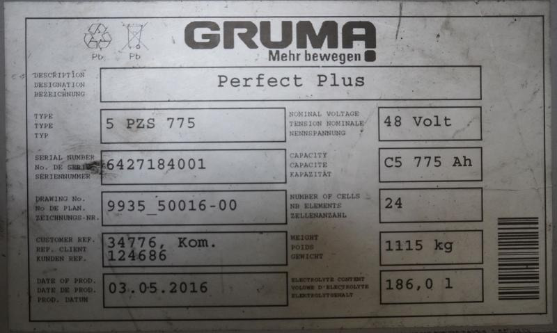 Аккумулятор GRUMA 48 Volt 5 PzS 775 Ah: фото 6