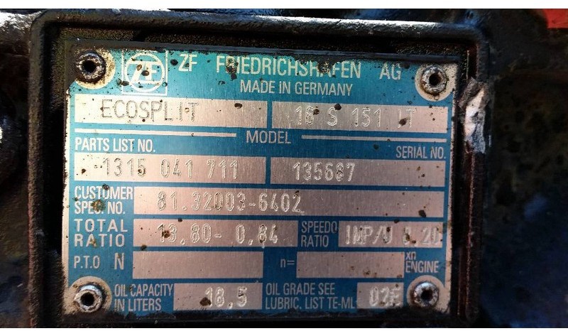 Коробка передач для Грузовиков ZF ecosplit 16S151IT: фото 3