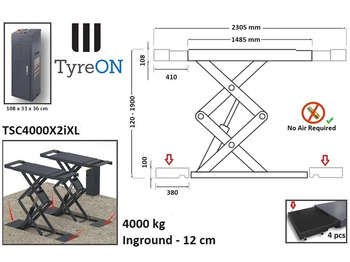 Оборудование для мастерских TSC4000X2iXL In floor scissor lift - Double extensions - 12 cm installation depth - Hydromechanically locked - No compressed air required - 4T: фото 2
