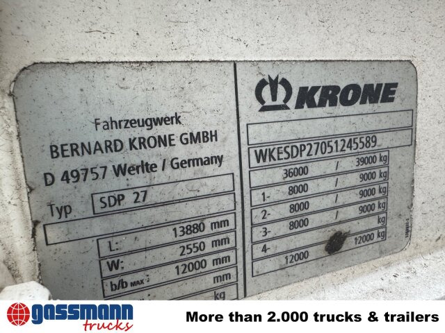 Krone SDP 27 , Edscha-Verdeck, Ex-Fahrschule - Полуприцеп бортовой/ Платформа: фото 5 Krone SDP 27 , Edscha-Verdeck, Ex-Fahrschule - Полуприцеп бортовой/ Платформа: фото 5