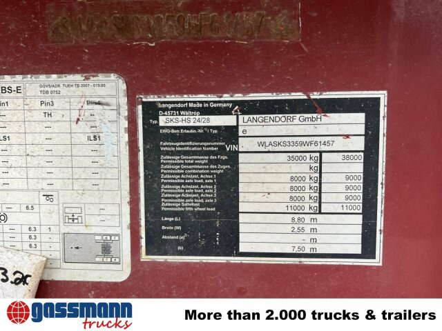 Langendorf SKS-HS 24/28, Stahlmulde ca. 24m³, Liftachse - Самосвальный полуприцеп: фото 2 Langendorf SKS-HS 24/28, Stahlmulde ca. 24m³, Liftachse - Самосвальный полуприцеп: фото 2