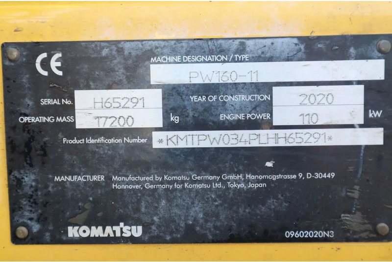 Колёсный экскаватор Komatsu PW160-11 | ENGCON TILTROTATOR | BUCKET | TRAILER HYDR.: фото 20