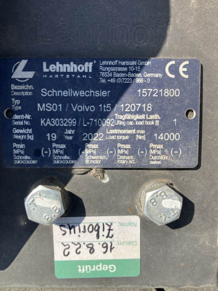 Lehnhoff Schnellwechsler mech. - Сцепное устройство: фото 3 Lehnhoff Schnellwechsler mech. - Сцепное устройство: фото 3