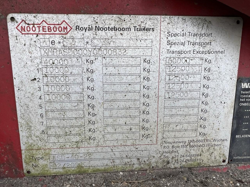 Низкорамный прицеп Nooteboom ASD-40-22 40T - 4-AS DIEPLADER 8,60M X 3,05M - HYDR RAMPEN + VERBREDERS - BLADVERING - TROMMELREMMEN: фото 20