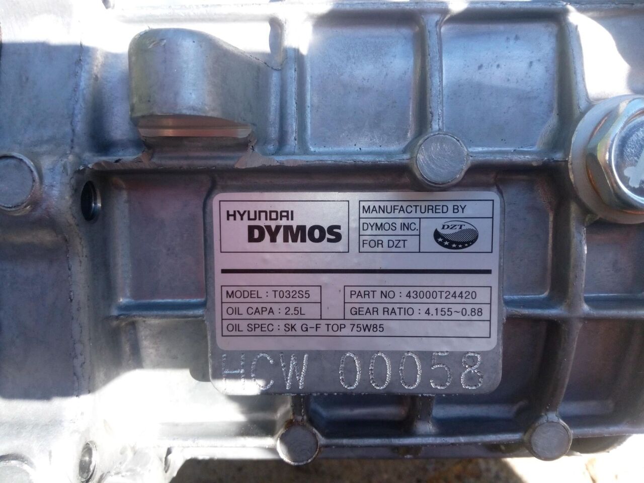 HYUNDAI DYMOS T032S5 - Коробка передач: фото 3 HYUNDAI DYMOS T032S5 - Коробка передач: фото 3