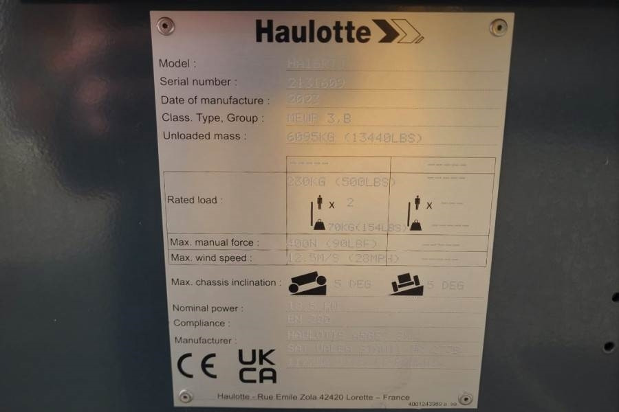 Haulotte HA16RTJ Valid Inspection, *Guarantee! Diesel, 4x4 - Коленчатый подъемник: фото 3 Haulotte HA16RTJ Valid Inspection, *Guarantee! Diesel, 4x4 - Коленчатый подъемник: фото 3
