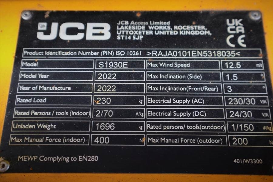 JCB S1930E Valid inspection, *Guarantee! New And Avail - Ножничный подъемник: фото 4 JCB S1930E Valid inspection, *Guarantee! New And Avail - Ножничный подъемник: фото 4