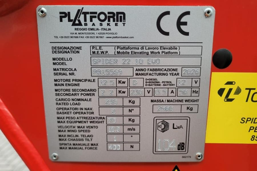 PLATFORM BAS SPIDER 22.10 EVO CE Declaration, Vali - Коленчатый подъемник: фото 4 PLATFORM BAS SPIDER 22.10 EVO CE Declaration, Vali - Коленчатый подъемник: фото 4