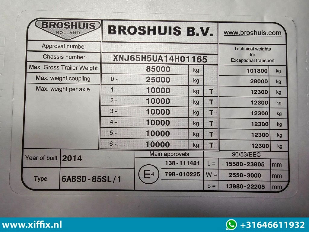 Низкорамный полуприцеп Broshuis 6-ass. Uitschuifbare semi dieplader / SL assen / 5x gestuurd: фото 16