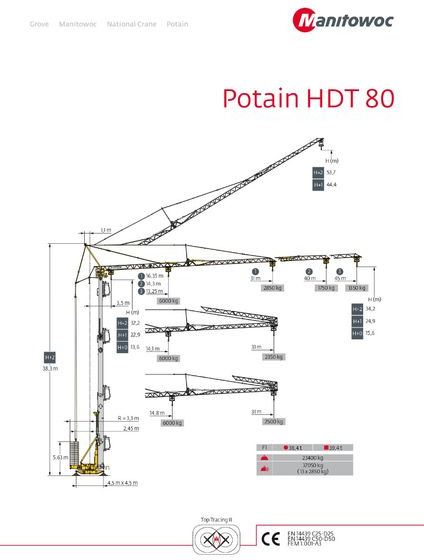Быстромонтируемый башенный кран Potain HDT 80: фото 6
