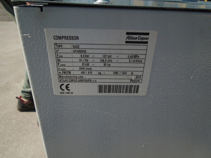 Atlas Copco GA22FF - Воздушный компрессор: фото 1 Atlas Copco GA22FF - Воздушный компрессор: фото 1