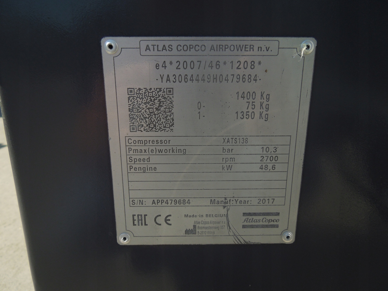 Воздушный компрессор Atlas Copco XATS 138: фото 7