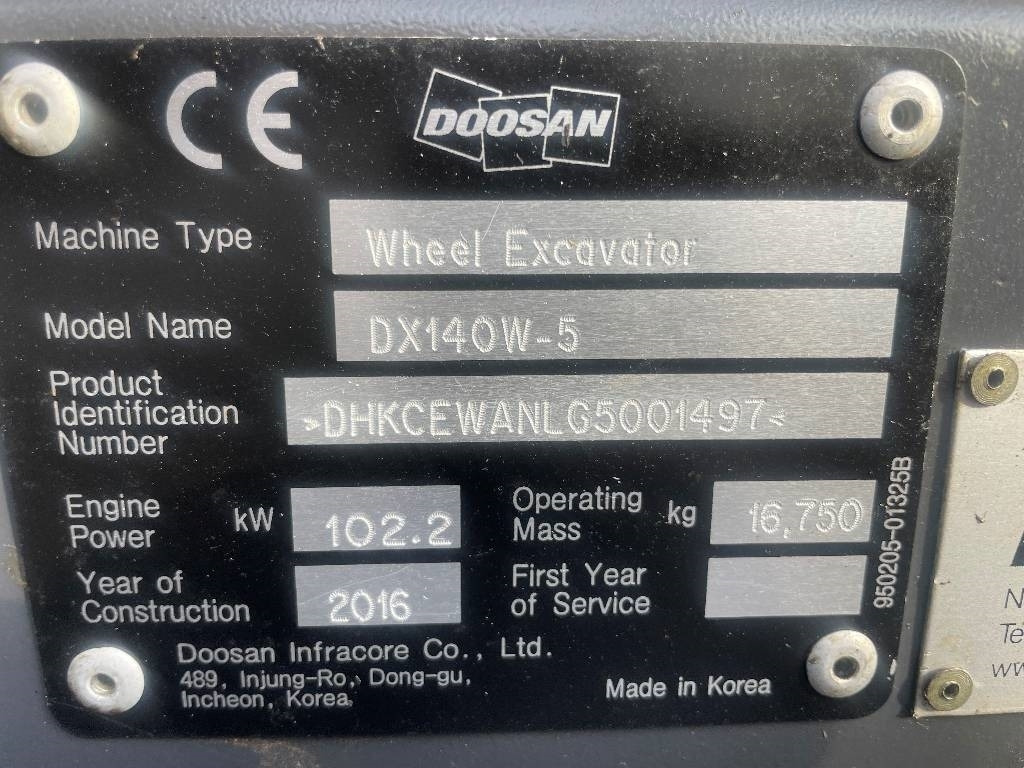 Doosan DX 140 W-5 Dismantled: only spare parts - Колёсный экскаватор: фото 5 Doosan DX 140 W-5 Dismantled: only spare parts - Колёсный экскаватор: фото 5