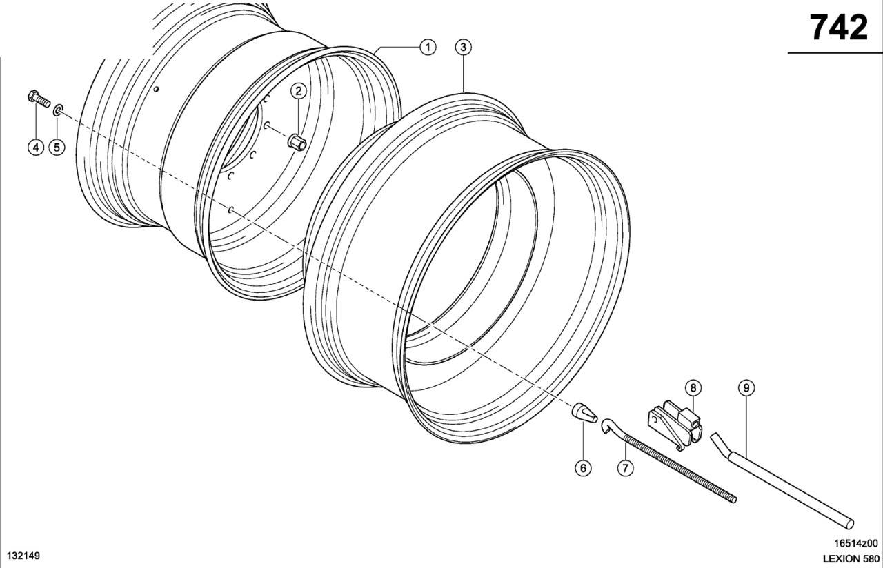 Claas Lexion 580 KOŁO TARCZOWE 0006397700 (Ogumienie bliżniacze z zamkami hakowymi) - Колесный диск для Зерноуборочных комбайнов: фото 1 Claas Lexion 580 KOŁO TARCZOWE 0006397700 (Ogumienie bliżniacze z zamkami hakowymi) - Колесный диск для Зерноуборочных комбайнов: фото 1