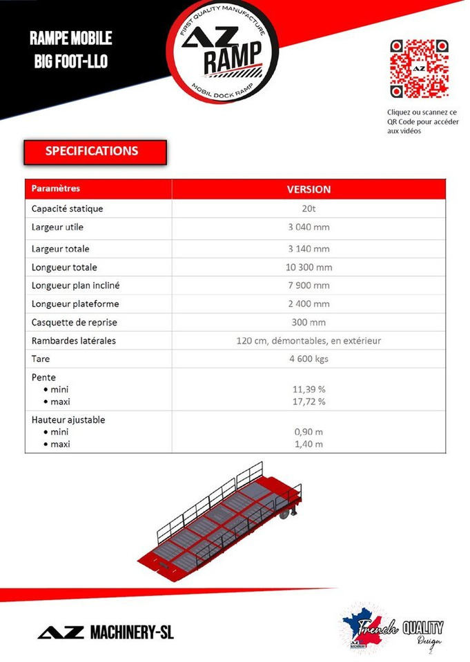 Large Mobile dock ramp, uncouplable AZ RAMP - KING VERSION, BIG FOOT L20 T-INOX - Погрузочная рампа: фото 4 Large Mobile dock ramp, uncouplable AZ RAMP - KING VERSION, BIG FOOT L20 T-INOX - Погрузочная рампа: фото 4