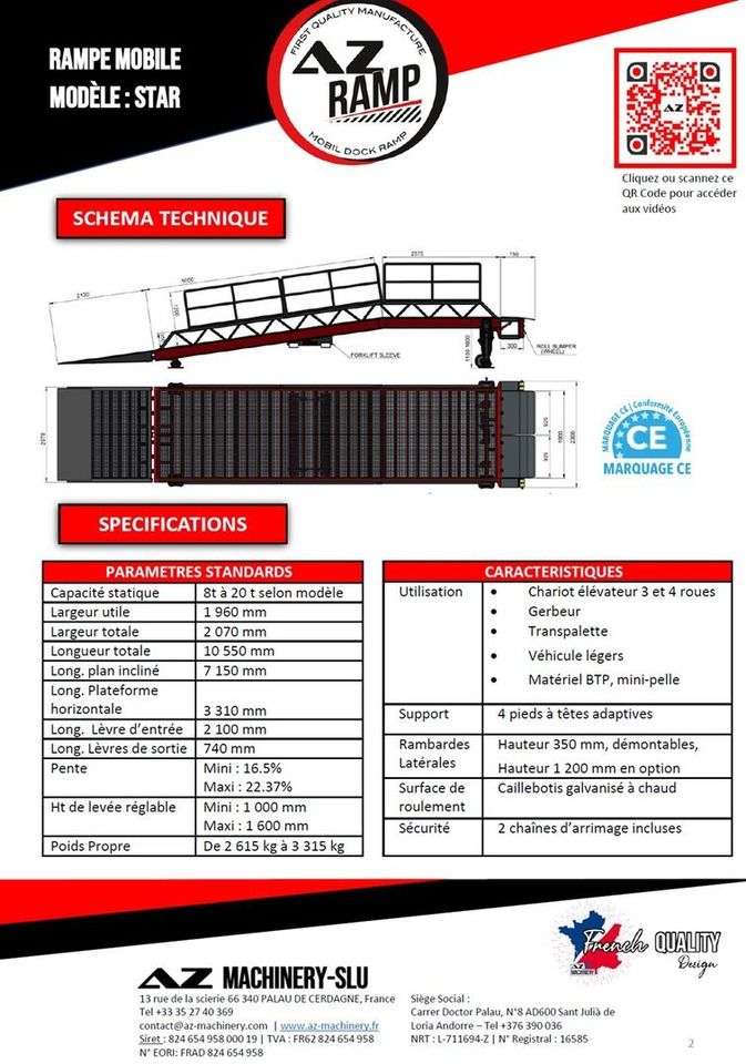 Loading Ramp with with hydraulic tilting bridge - AZ RAMP - STAR- 8T. 8 ton capacity - Погрузочная рампа: фото 2 Loading Ramp with with hydraulic tilting bridge - AZ RAMP - STAR- 8T. 8 ton capacity - Погрузочная рампа: фото 2