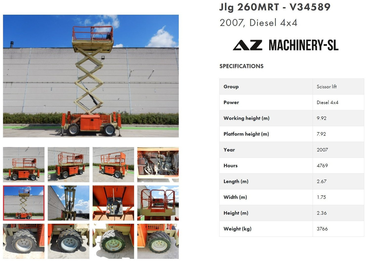 Used scissor Lift Diesel 4x4 JLG 260 MRT - Ножничный подъемник: фото 1 Used scissor Lift Diesel 4x4 JLG 260 MRT - Ножничный подъемник: фото 1