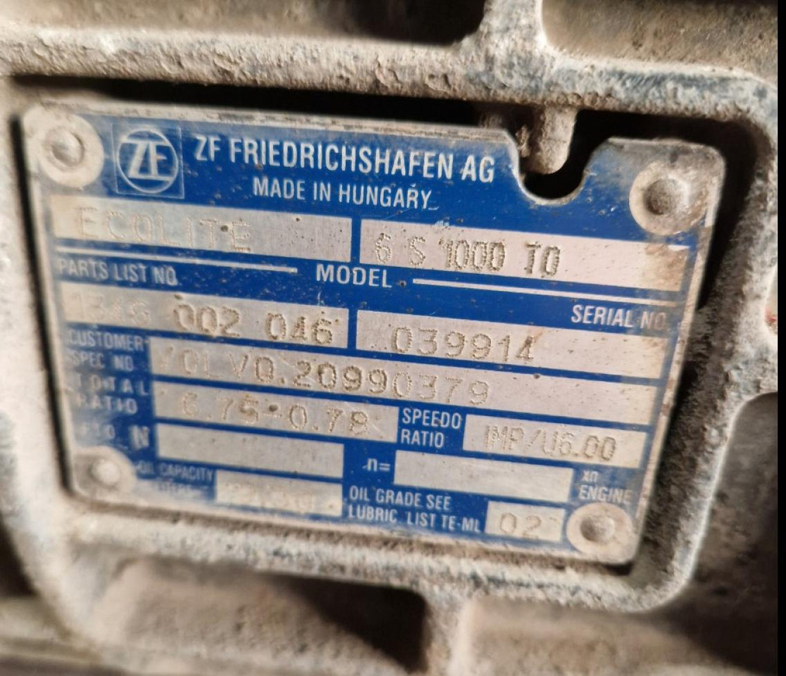 Volvo Käigukast ZF ECOLITE 6S1000TO 20990379 - Коробка передач и запчасти для Грузовиков: фото 2 Volvo Käigukast ZF ECOLITE 6S1000TO 20990379 - Коробка передач и запчасти для Грузовиков: фото 2