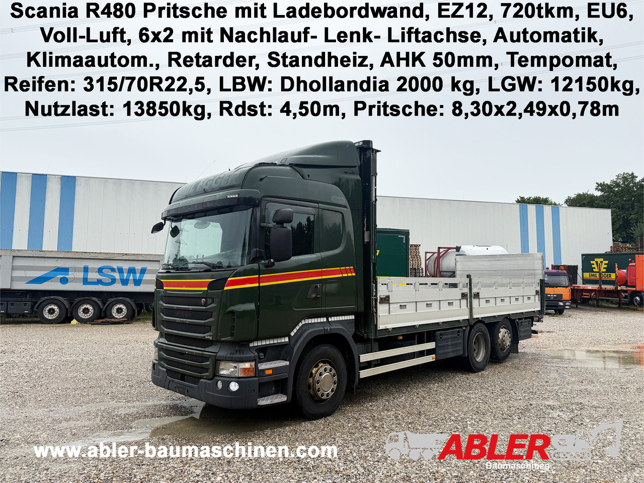 Scania R480 Pritsche mit Ladebordwand AHK - Грузовик бортовой/ Платформа, Автоманипулятор: фото 1 Scania R480 Pritsche mit Ladebordwand AHK - Грузовик бортовой/ Платформа, Автоманипулятор: фото 1