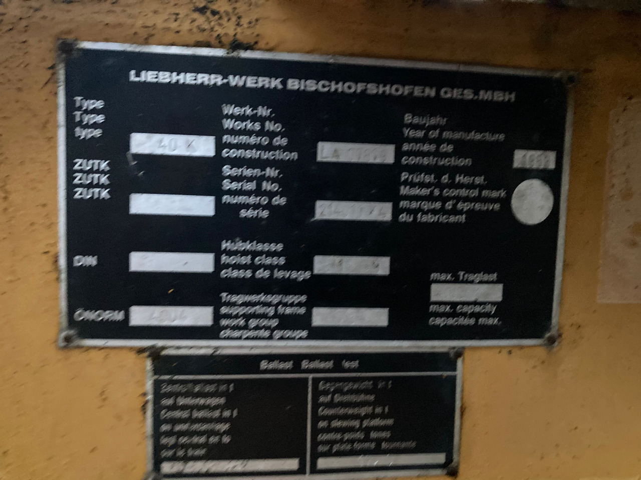 LIEBHERR 40 K - Башенный кран: фото 4 LIEBHERR 40 K - Башенный кран: фото 4