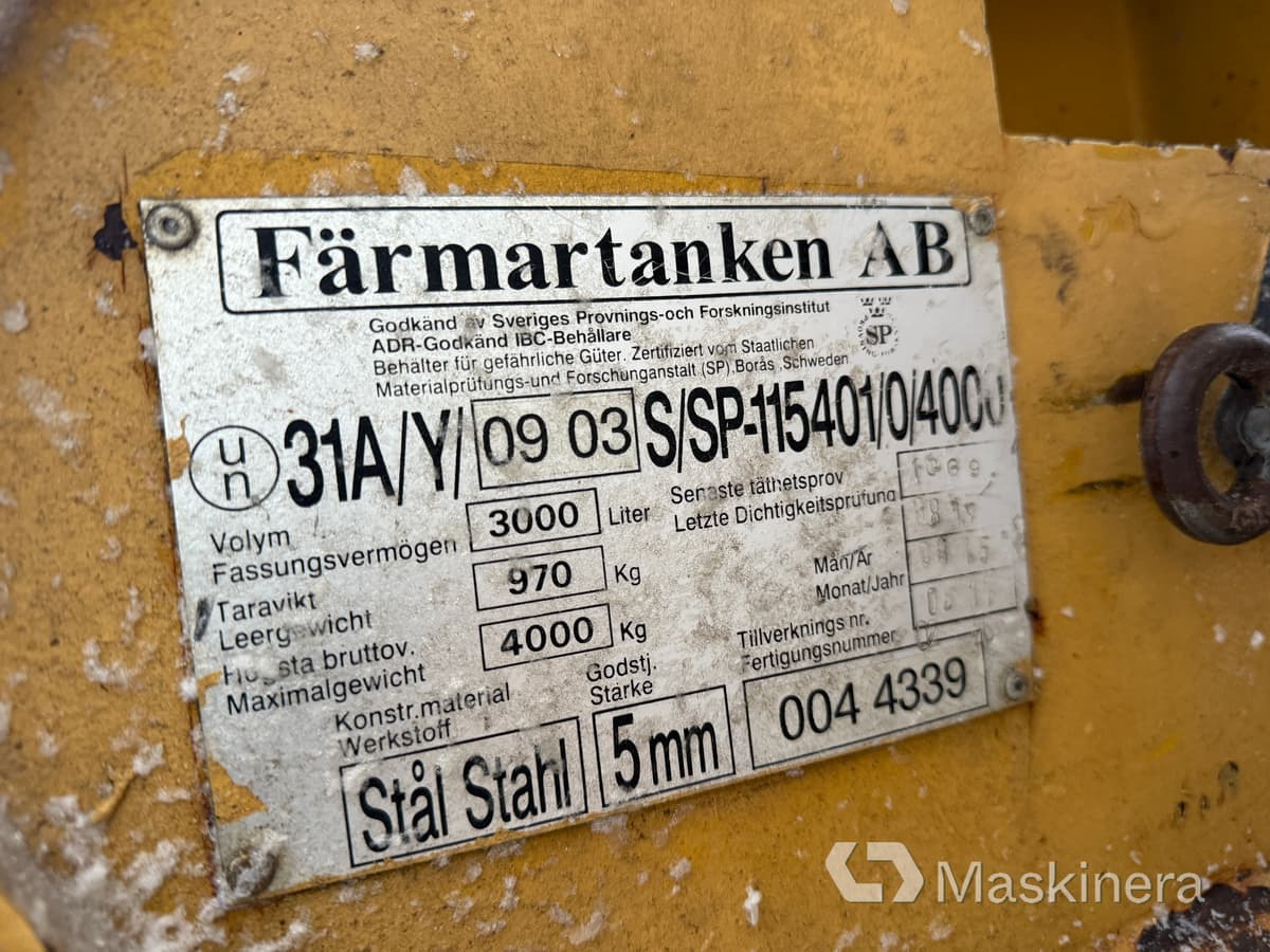 Färmartanken 3kbm Bränsletank Färmartanken 3000 liter - Резервуар для хранения: фото 4 Färmartanken 3kbm Bränsletank Färmartanken 3000 liter - Резервуар для хранения: фото 4