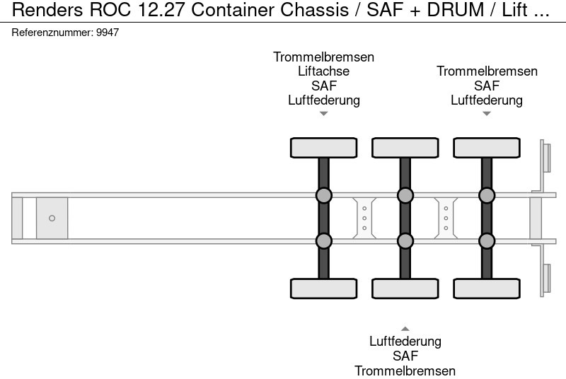 Полуприцеп-контейнеровоз/ Сменный кузов Renders ROC 12.27 Container Chassis / SAF + DRUM / Lift Axle: фото 8