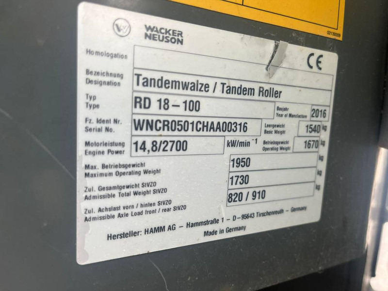 WACKER NEUSON RD 18 - Каток: фото 5 WACKER NEUSON RD 18 - Каток: фото 5