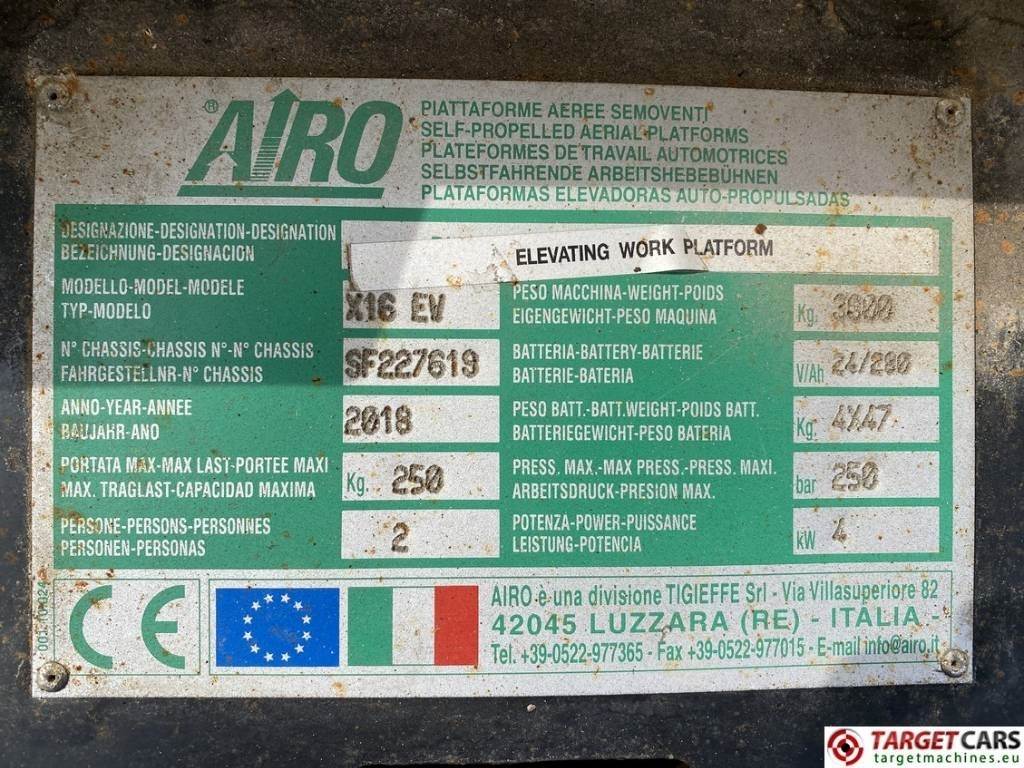 Ножничный подъемник Airo X16EW Electric X16 EW Scissor Work Lift 1590cm: фото 10