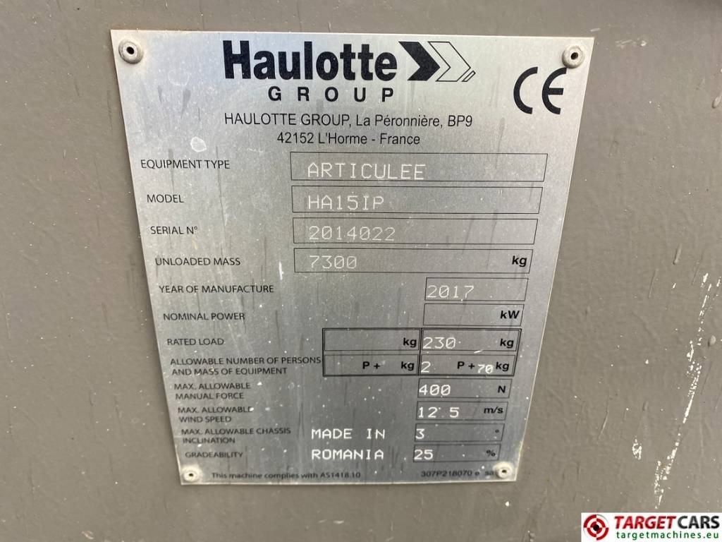 Коленчатый подъемник Haulotte HA15IP Electric Articulated Boom Work Lift 1500cm: фото 10
