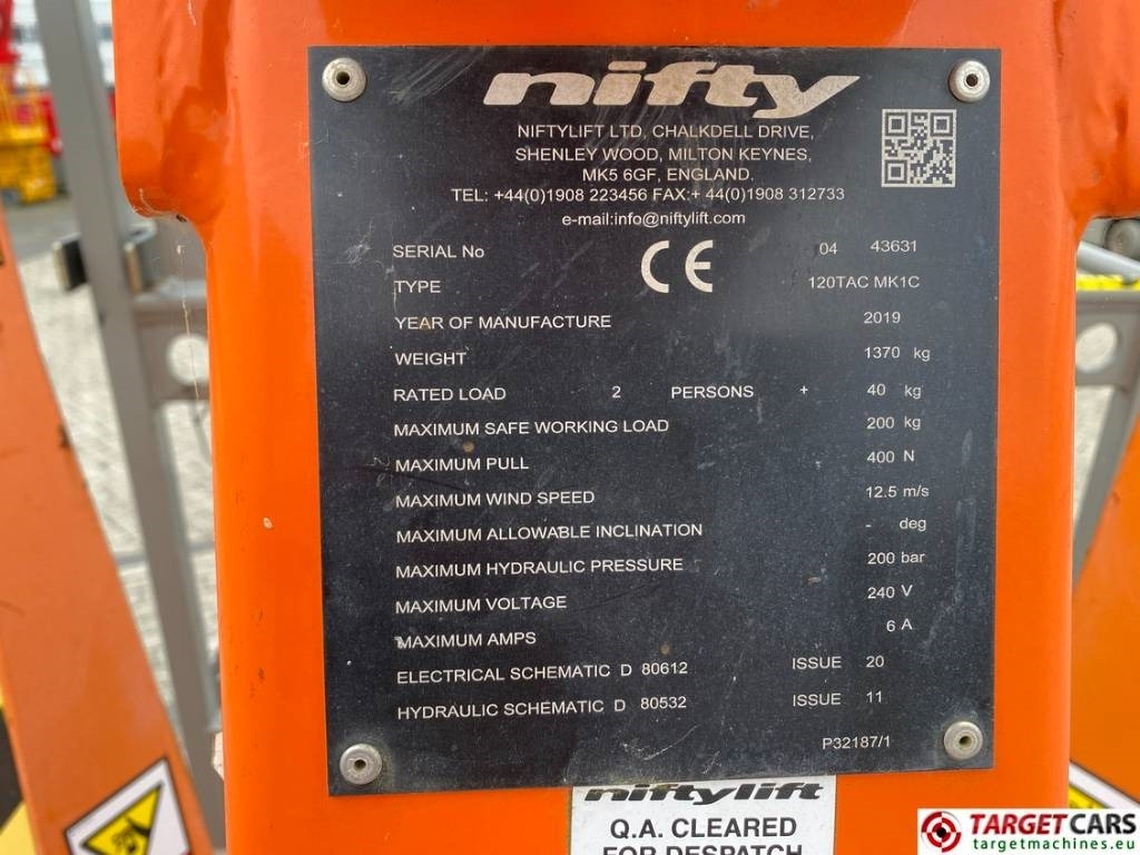 Коленчатый подъемник Niftylift 120TAC Towable Articulated Electric BoomLift 12.2M: фото 10
