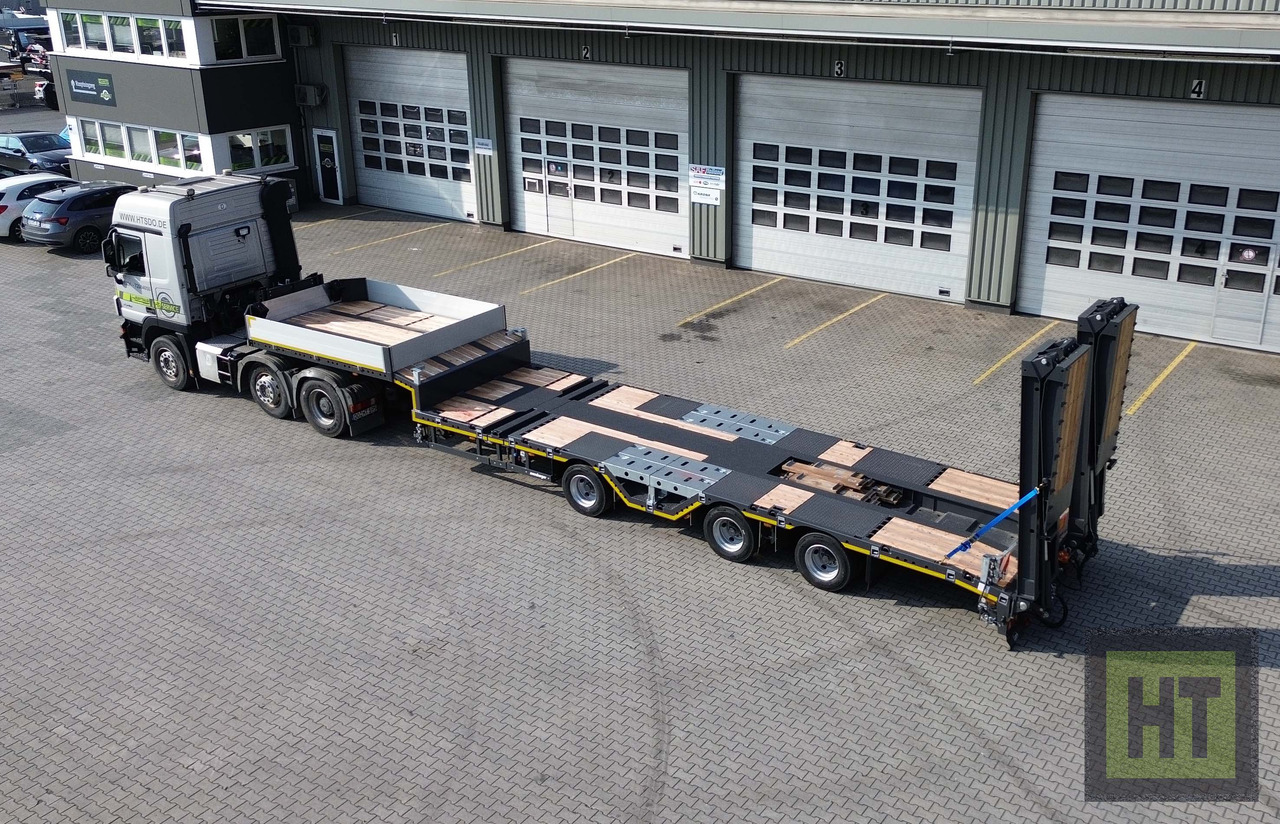 Низкорамный полуприцеп Meusburger 3-Achs-Tele-Semi mit 1 Paar Radmulden und hydr. Rampen: фото 11