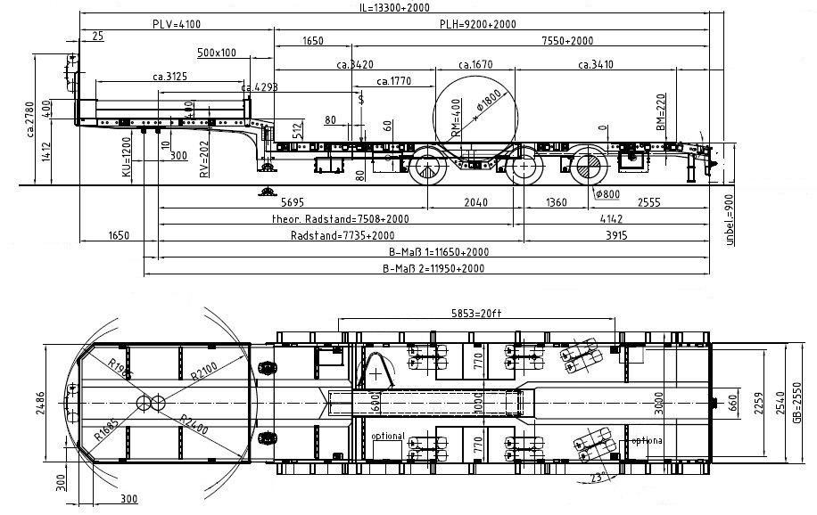 Низкорамный полуприцеп Meusburger 3-Achs-Tele-Semi mit 1 Paar Radmulden und hydr. Rampen: фото 13