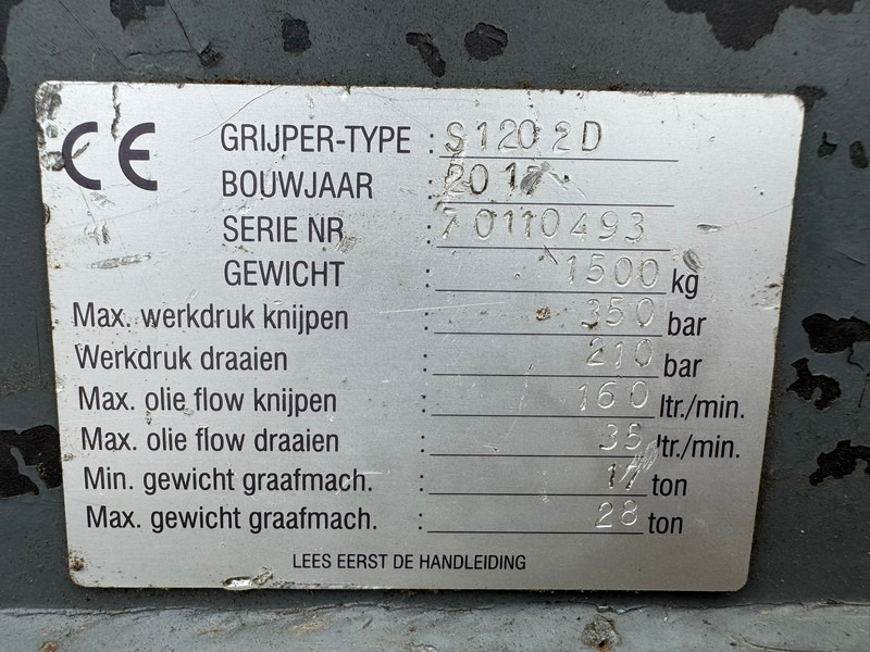 Грейфер Verachtert CW40 Zijtveld S1202D (for 17-28t excavator): фото 11