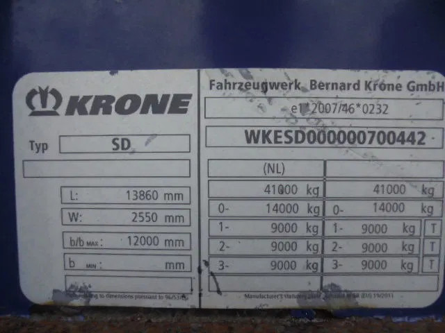 Тентованный полуприцеп Krone SD NL KENTEKEN BPW TROMMEL ASSEN 35 IN STOCK: фото 17