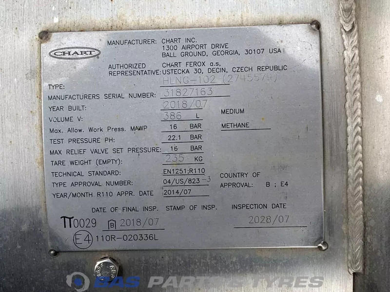 Scania LNG tank Scania 352 Liter 1776103 - Топливный бак для Грузовиков: фото 5 Scania LNG tank Scania 352 Liter 1776103 - Топливный бак для Грузовиков: фото 5