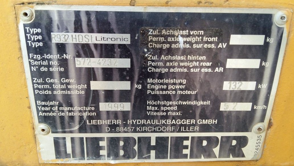 LIEBHERR R932LI N/S: 572-4218 y 572-4232 - Гусеничный экскаватор: фото 3 LIEBHERR R932LI N/S: 572-4218 y 572-4232 - Гусеничный экскаватор: фото 3