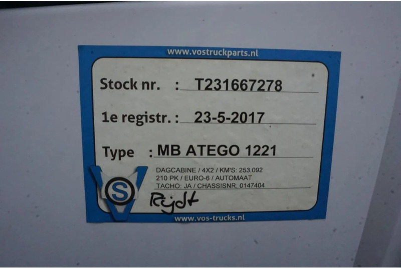 Грузовик-шасси Mercedes-Benz ATEGO 1221 / ENGINE RUNNING / ONLY:253095 KM / AUTOMATIC / EURO-6 / 2017: фото 18