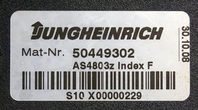 Jungheinrich 50449302 | Stuur regeling Controller AS4803 Z Index F sn.S10X000002 - Блок управления для Погрузочно-разгрузочной техники: фото 3 Jungheinrich 50449302 | Stuur regeling Controller AS4803 Z Index F sn.S10X000002 - Блок управления для Погрузочно-разгрузочной техники: фото 3