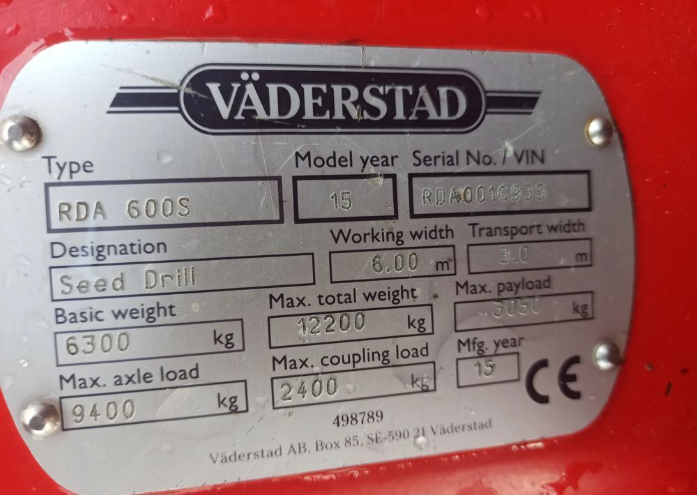 Väderstad RDA Rapid 600S - Сеялка: фото 2 Väderstad RDA Rapid 600S - Сеялка: фото 2