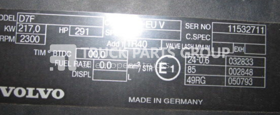 VOLVO FL7, FM, RENAULT MIDLUM DXI engine DXI7, D7E, D7F, 290 HP, 240 H engine - Двигатель для Грузовиков: фото 2 VOLVO FL7, FM, RENAULT MIDLUM DXI engine DXI7, D7E, D7F, 290 HP, 240 H engine - Двигатель для Грузовиков: фото 2
