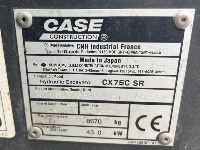 Гусеничный экскаватор Case CX75C SR PELLE 8,5T: фото 19
