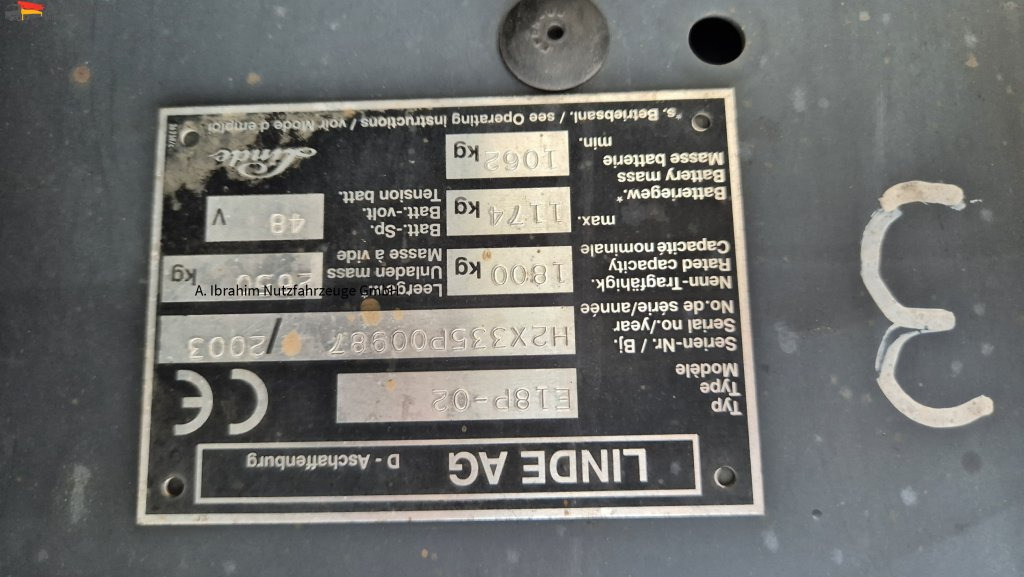 Linde E18 P Triplexmast Hubhöhe 6.60 m lt. Traglastdiagramm - Электропогрузчик: фото 4 Linde E18 P Triplexmast Hubhöhe 6.60 m lt. Traglastdiagramm - Электропогрузчик: фото 4