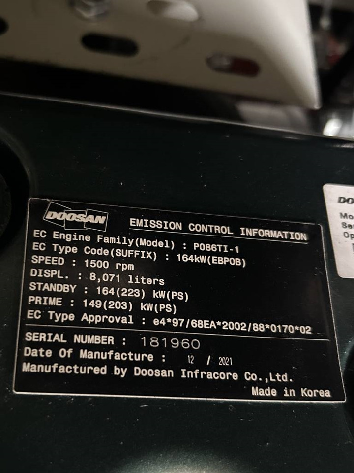 Новый Электрогенератор Doosan P086TI-1 - 165 kVA Generator - DPX-19851: фото 13