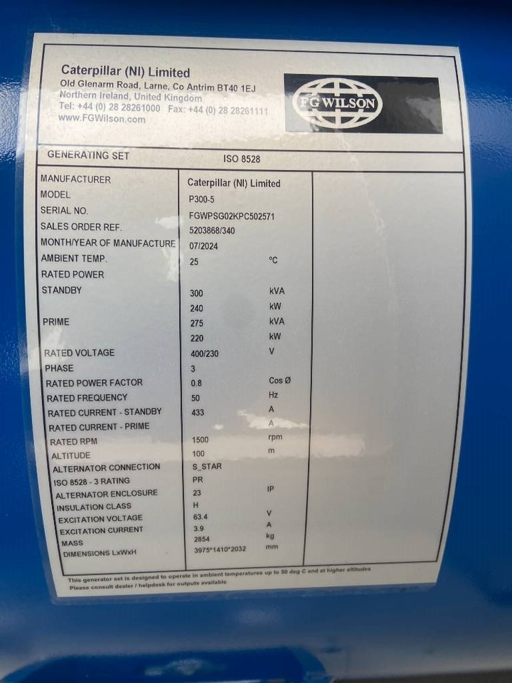 FG Wilson P300-5 - 300 kVA Genset - DPX-16015 - Электрогенератор: фото 4 FG Wilson P300-5 - 300 kVA Genset - DPX-16015 - Электрогенератор: фото 4